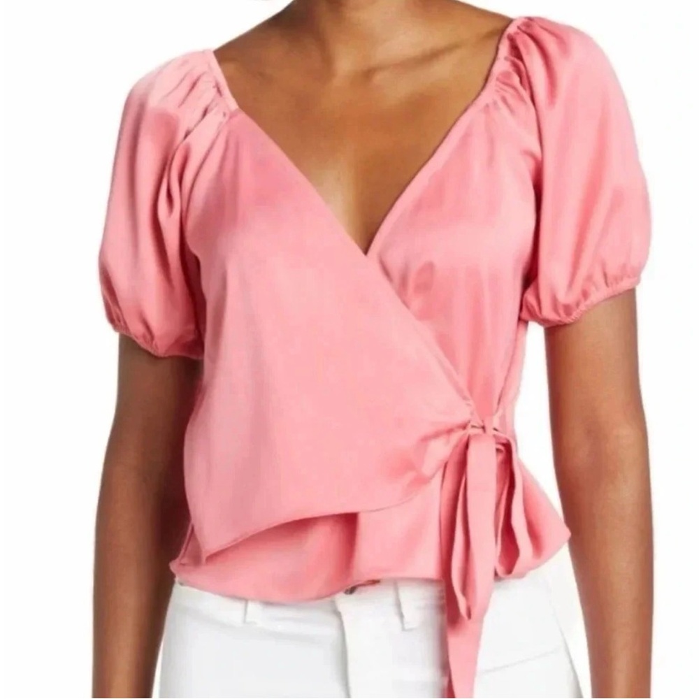 WAYF Faux Wrap Top in blush pink | Size XL